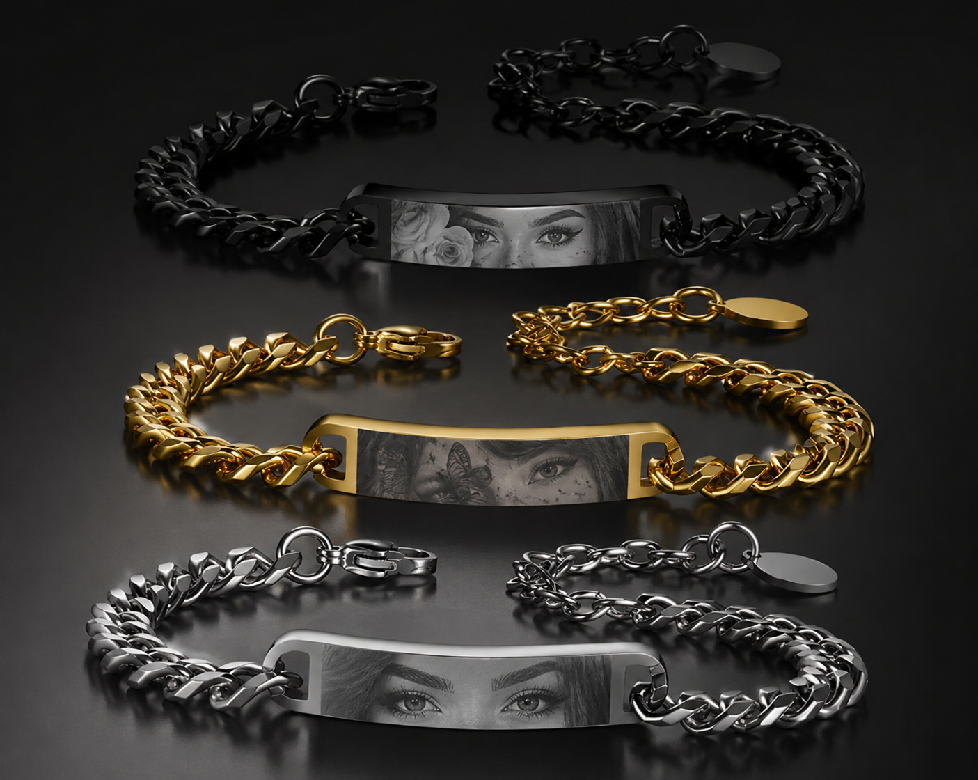 👁️ DEIN BLICK FÜR DIE EWIGKEIT
Personalisiertes Edelstahl-Armband mit Augen-Gravur